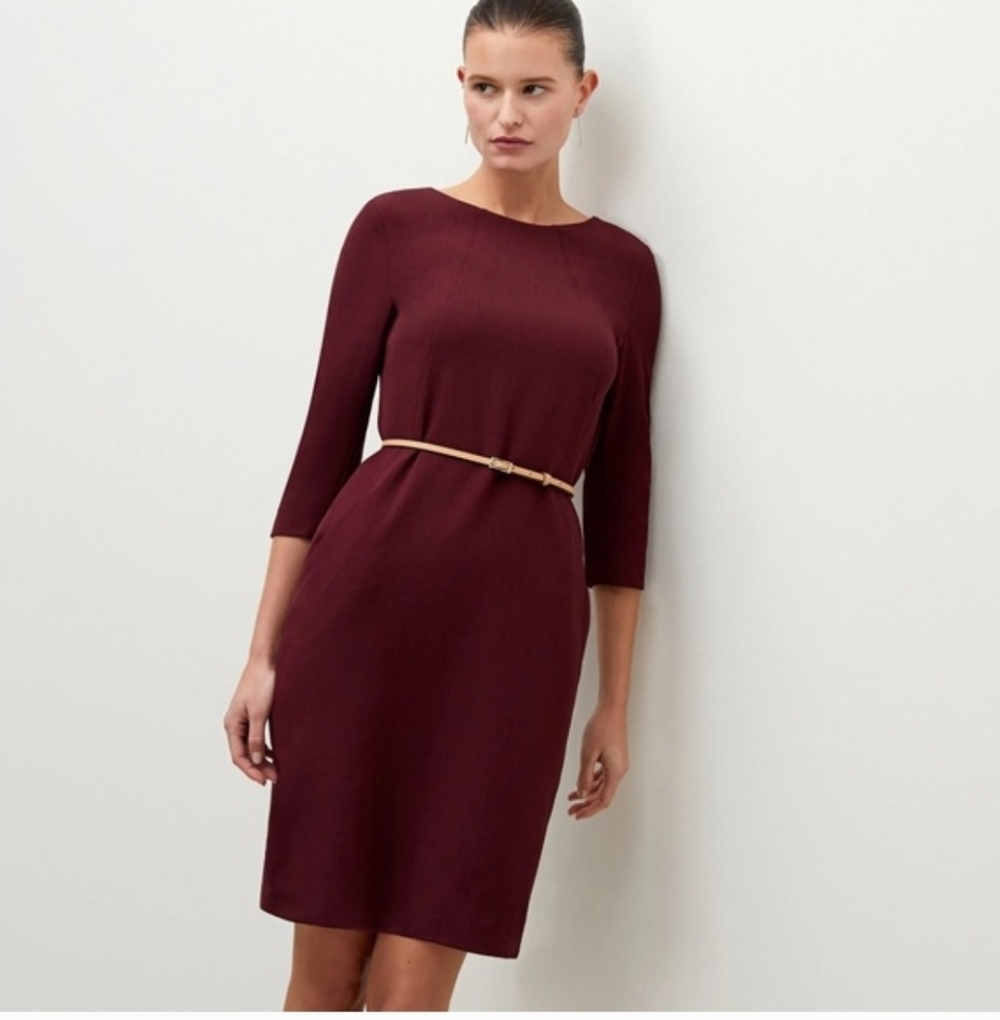 MM. LAFLEUR ETSUKO WINE COLOR 3/4 SLEEVES DRESS WOMENS SIZE 6